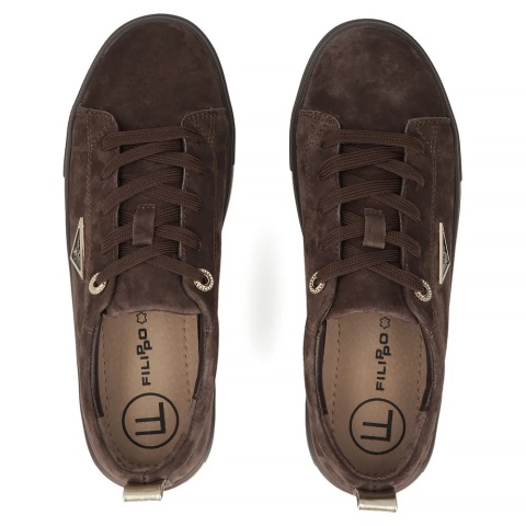 Skórzane półbuty damskie na platformie Filippo DP3533/26 D BR brąz