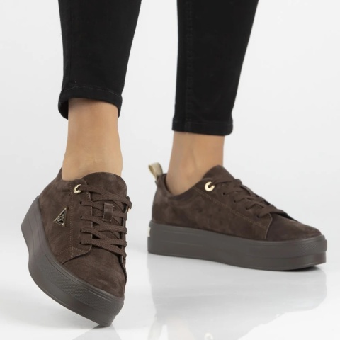 Skórzane półbuty damskie na platformie Filippo DP3533/26 D BR brąz