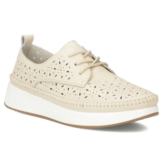 Skórzane półbuty damskie na platformie Filippo DP7574/26 BE beż