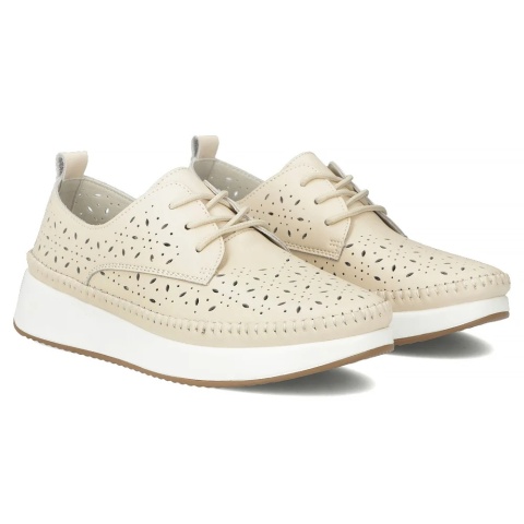 Skórzane półbuty damskie na platformie Filippo DP7574/26 BE beż