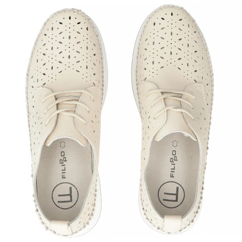 Skórzane półbuty damskie na platformie Filippo DP7574/26 BE beż