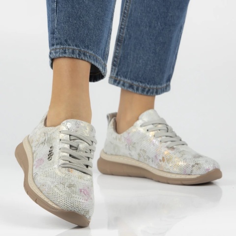 Skórzane sneakersy damskie Filippo DP7573/26 GR szary