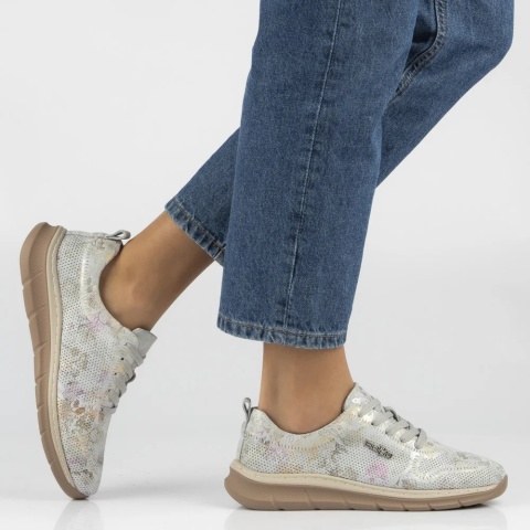 Skórzane sneakersy damskie Filippo DP7573/26 GR szary