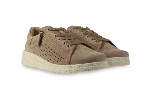 Skórzane sneakersy damskie na platformie Evento 26PB17-04 pudrowy