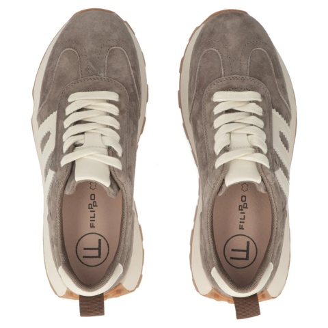 Skórzane sneakersy damskie na platformie Filippo DP6743/25 TP beż