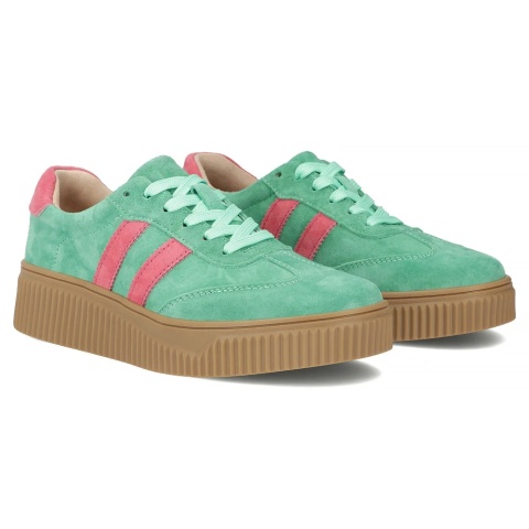 Skórzane sneakersy damskie na platformie Filippo DP6776/26 GE FH zielony