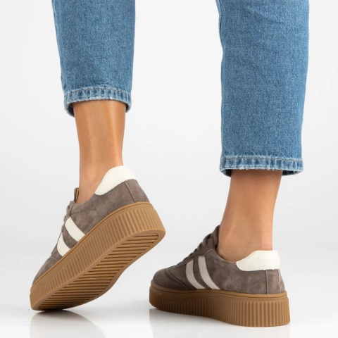 Skórzane sneakersy damskie na platformie Filippo DP6776/26 TP