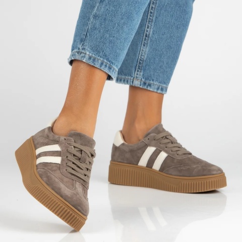 Skórzane sneakersy damskie na platformie Filippo DP6776/26 TP