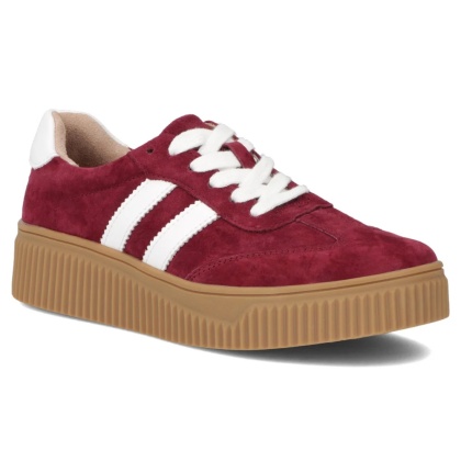 Skórzane sneakersy damskie na platformie Filippo DP6776/26 BG bordo