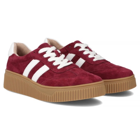 Skórzane sneakersy damskie na platformie Filippo DP6776/26 BG bordo