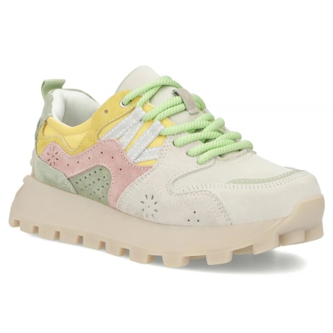 Skórzane sneakersy damskie na platformie Filippo DP7560/26 GR PI szary