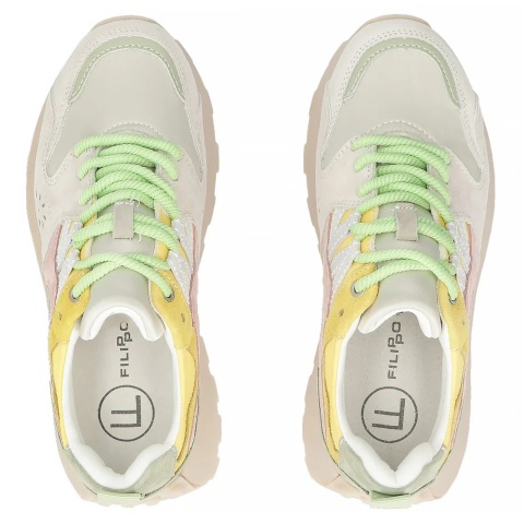 Skórzane sneakersy damskie na platformie Filippo DP7560/26 GR PI szary