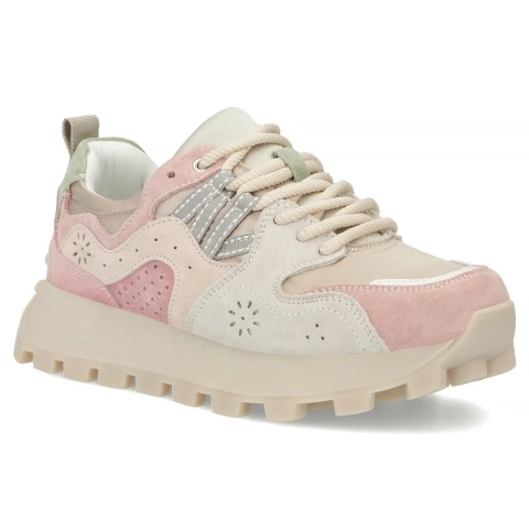 Skórzane sneakersy damskie na platformie Filippo DP7560/26 PI róż