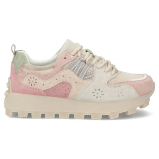 Skórzane sneakersy damskie na platformie Filippo DP7560/26 PI róż