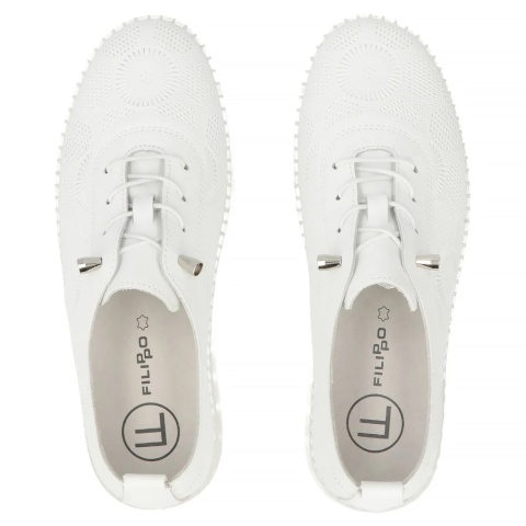 Skórzane obuwie damskie Filippo DP7810/26 WH biały