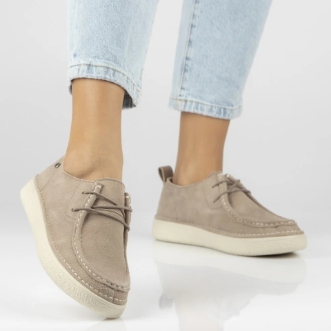 Skórzane półbuty damskie Filippo DP7604/26 BE beż