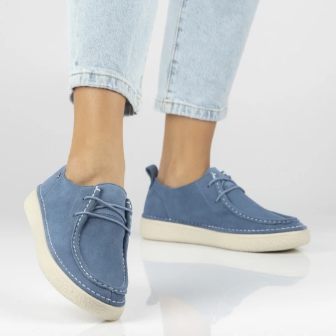 Skórzane półbuty damskie Filippo DP7604/26 BL niebieskie