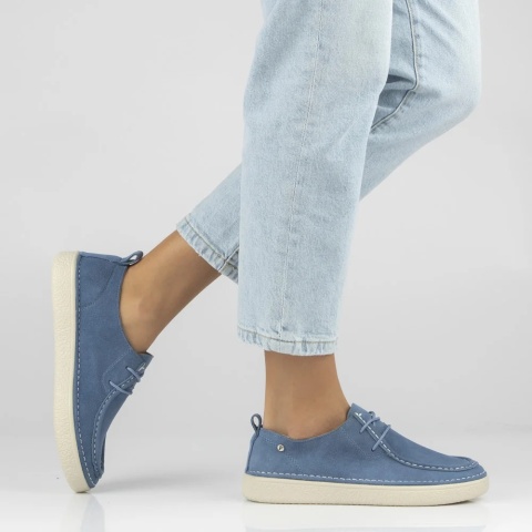 Skórzane półbuty damskie Filippo DP7604/26 BL niebieskie