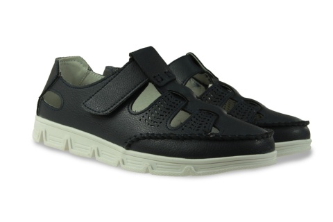 Skórzane półbuty damskie ażurowe Sergio leone SP004 granat