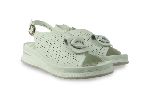 Skórzane sandały na platformie Evento 26SD17-9759 biały