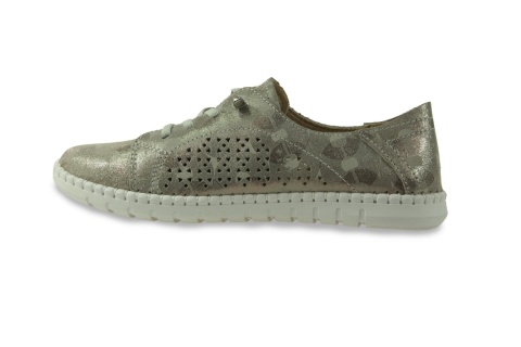 Skórzane sneakersy damskie na platformie Evento 26PB17-9771 szampański