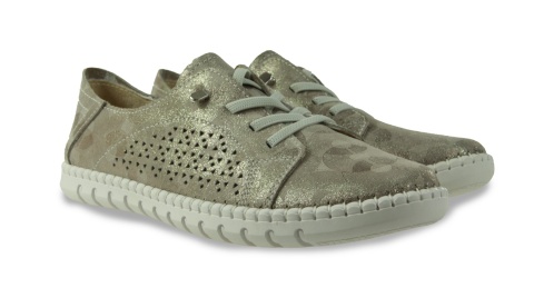 Skórzane sneakersy damskie na platformie Evento 26PB17-9771 szampański