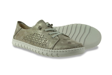 Skórzane sneakersy damskie na platformie Evento 26PB17-9771 szampański