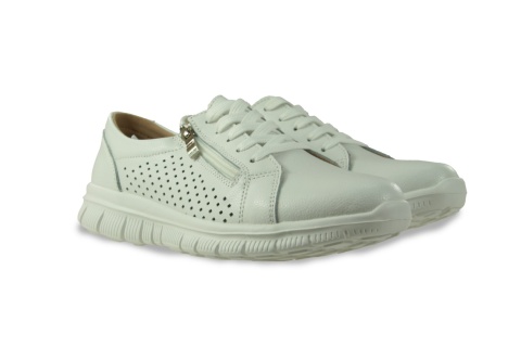 Skórzane sneakersy damskie na platformie Evento 26PB18-9818 biały