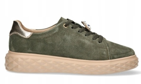 Skórzane sneakersy damskie na platformie Sergio Leone SP-110 khaki