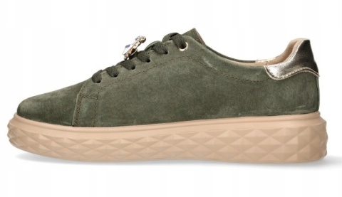 Skórzane sneakersy damskie na platformie Sergio Leone SP-110 khaki