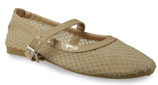 Baleriny damskie z siatką Evento 26BL02-9968 beż