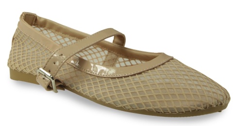 Baleriny damskie z siatką Evento 26BL02-9968 beż