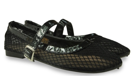 Baleriny damskie z siatką Evento 26BL02-9968 czarny