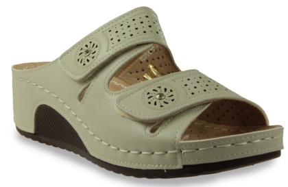 Klapki damskie na koturnie Cabin 10700-5 beż