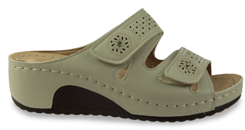 Klapki damskie na koturnie Cabin 10700-5 beż