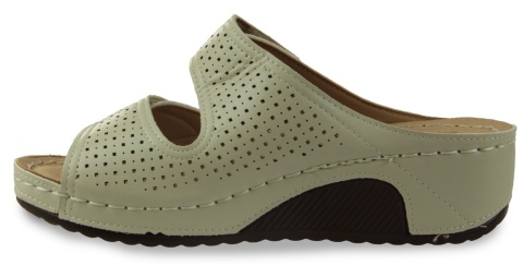 Klapki damskie na koturnie Cabin 10700-5 beż