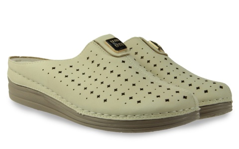 Klapki damskie z pełnym przodem Evento 26SD02-9937 beż