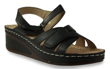 Sandały damskie na koturnie Cabin 10699-1 czarny