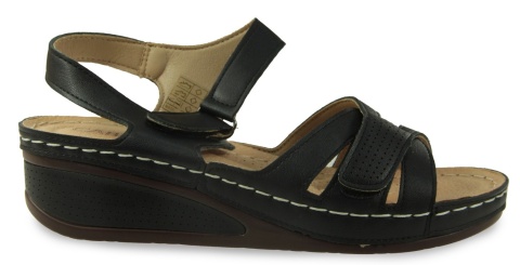 Sandały damskie na koturnie Cabin 10699-1 czarny