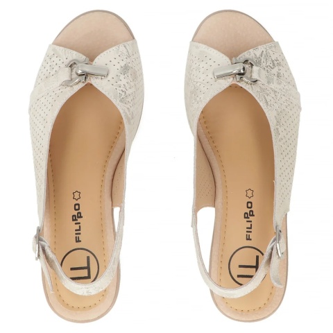 Skórzane sandały Filippo DS7645/26 GO zloty