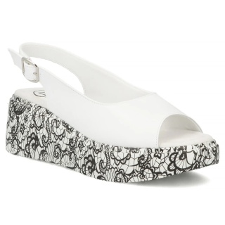 Skórzane sandały damskie Filippo DS7580/26 WH biały