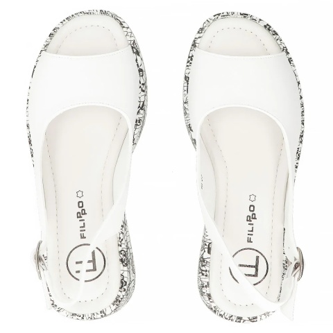 Skórzane sandały damskie Filippo DS7580/26 WH biały