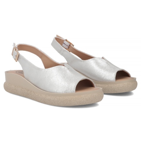 Skórzane sandały damskie Filippo DS7581/26 SI srebrny