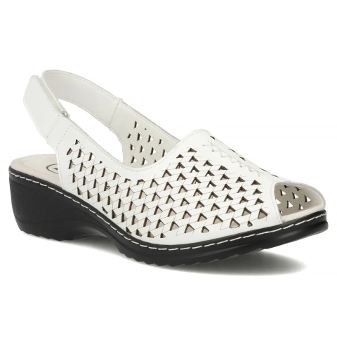 Skórzane sandały damskie Filippo DS7763/26 WH bały