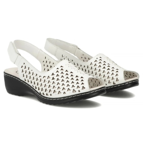 Skórzane sandały damskie Filippo DS7763/26 WH bały