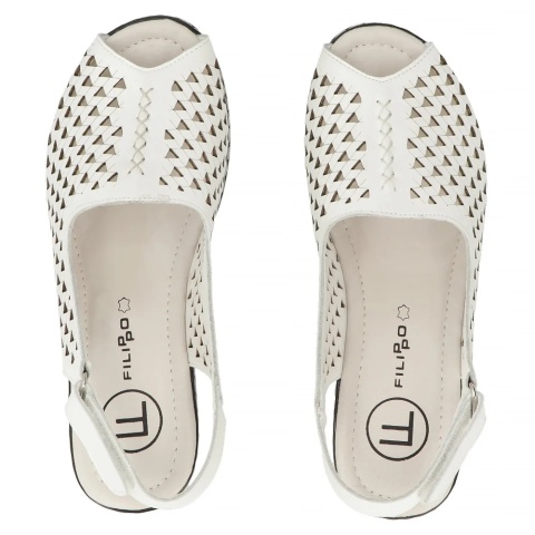 Skórzane sandały damskie Filippo DS7763/26 WH bały