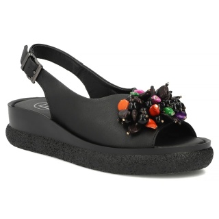 Skórzane sandały na platformie Filippo DS6983/26 BK czarny