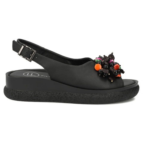 Skórzane sandały na platformie Filippo DS6983/26 BK czarny