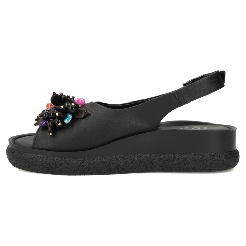 Skórzane sandały na platformie Filippo DS6983/26 BK czarny