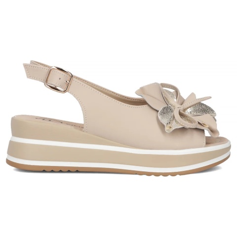 Skórzane sandały na platformie Filippo DS7045/25 BE beż